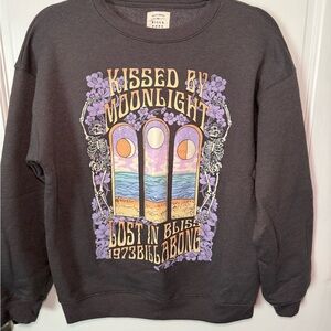 Billabong Gray and Purple Crewneck Sweater with Mystical Design NWOT